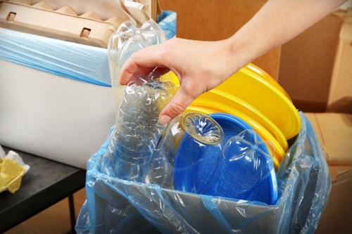 Employees participating in waste management training